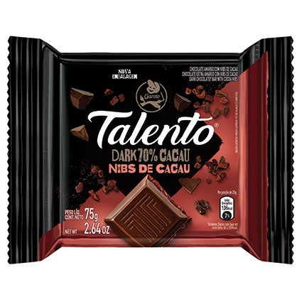 Chocolate Talento Dark 70% Nibs de Cacau 75g