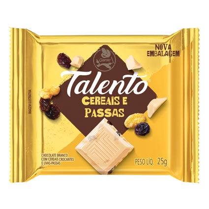 Chocolate Talento Cereais e Passas 25g