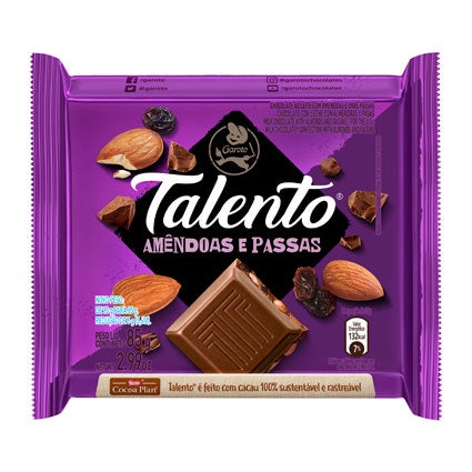 Chocolate Talento Amêndoas e Passas 85g