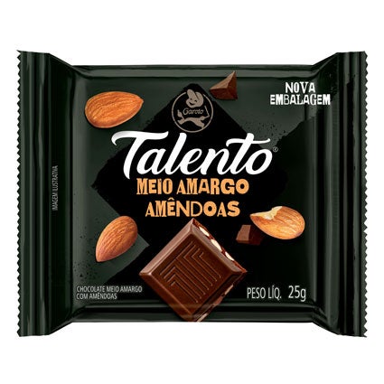 Chocolate Talento Meio Amargo Amêndoas 25g