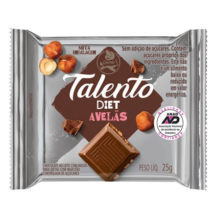 Chocolate Talento Diet Avelãs 25g